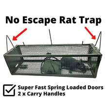 Trampa para ratas de doble puerta - acero duradero, 15x13x39.5cm, Efectiva para ratas astutas, No necesita electricidad, Control de plagas | Trampa de doble puerta | Construcción de metal, Trampa para ratas - Verde - Ver 3