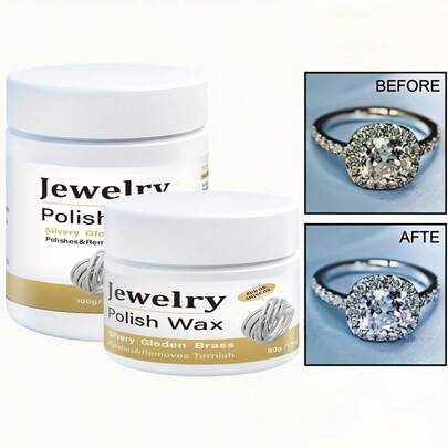 Schmuckpolitur - Entfernt Oxidation & Anlauf, stellt den Glanz von goldenen & silbernen Ringen & Armbändern wieder her - Schmuckpoliercreme, Schmuckpflege|Restaurationscreme|Glatte Textur(50/100g) und 5 Stücke Schmuckpoliertucher