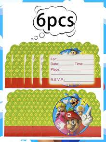 Super Mario 生日主题邀请函、礼品盒、爆米花盒和跨境生日派对装饰品适用于感恩节生日派对和生日聚会场所。它们是收集礼物的最佳包装盒。
