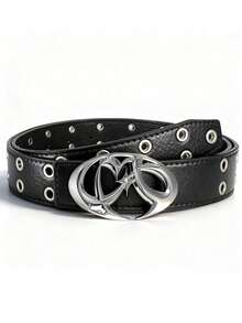 新款时尚Y2K镂空PU皮男士朋克风腰带 - 送礼或个人风格配饰 - 黑色 - 查看 4