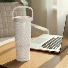 Pink Bow Stainless Steel Straw Lid Tumbler 30oz With Carry Handle For Women Girls, Insulated Travel Coffee Cup, Gift For Sports Outdoor Workout Christmas Birthday - 斑馬皮 - 查看 7