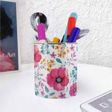 Large Capacity Colored Pen Holder Desk, Ceramic Pencil Holder Pen Cup Marker Holder Floral Brush Holders, Desk Accessories Workspace Organizers Home, School OfficePink White - Purple Red - View 5