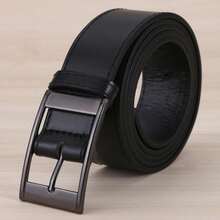 1 件女士黑色矩形扣 PU 皮革加大码腰带，适合日常使用、超长夏季、秋季、万圣节 - 槍黑色 - 查看 8