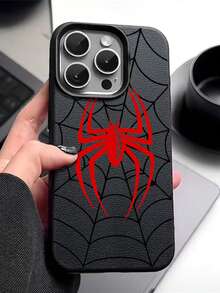 Personality Red Spider Pattern Compatible With Apple Phone 13/15/11/14/17/12/16/ProMax/Pro/Plus/Xs Max/XS/X,Antiskid Silicone Soft Case Four Corner Anti Fall Phone - 黑色 - 查看 5