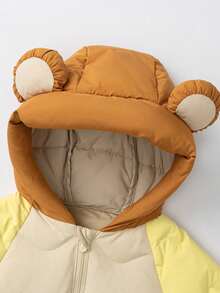 mini bala 婴儿小熊羽绒服，三重防寒保暖连体衣，柔软可爱冬季款式 - 蜜糖黃 - 查看 6