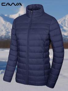 Women's Puffer Jacket Water Resistant Windproof Lightweight Quilted Lined Zip Up Casual Winter Warm Clothes With 4 Pockets Hiking Camping Working - 藏蓝色 - 查看 3