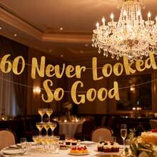 Set Of 30/40/50/60/70/80/90 Never Looked So Good Gold DIY String Glitter Banner - 30th,40th,50th,60th,70th,80th,90th Anniversary And Birthday Party Decorations-Golden Milestone Glitter Banner - Sparkling Birthday Party Decorations,Beach,Wedding - Multicolor - View 6