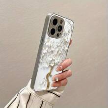 High-Grade Pearl White Morning Glory Pattern Electroplated Hard Phone Case With Lens Protection, Suitable For Iphone 16/16 Pro/16 Pro Max/16 Plus/15/15 Plus/15 Pro/15 Pro Max, 14/14 Plus/14 Pro/14 Pro Max, 13/13 Pro/13 Pro Max, 12/12 Pro/12 Pro Max, 11/11 Pro/11 Pro Max, 7/8 Plus, Xr/Xs/Xs Max, A Perfect Gift For All,Suitable For IPhone 17 Air - 銀色 - 查看 4