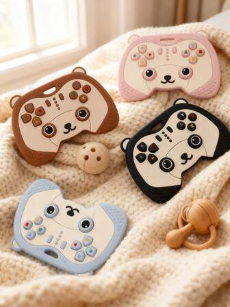 1pc Compact Silicone Panda Shaped Teething Toy, Game Console Design Teether, Silicone Material, Perfect Sensory Teething Toy For Babies