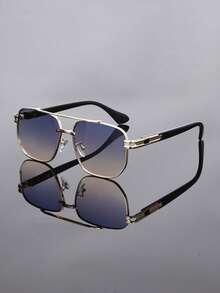 1pc Men's Classic Retro Aviator Fashion Glasses, Metal Frame Fashion Eyewear - Retro Aviator Border - View 13