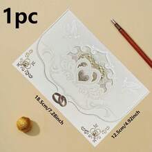 1/5/10pcs Exquisite Sparkling Powder Invitation Letter Heart Shaped Invitation Card Gold Plated Personalized Sparkling Powder Greeting Card Wedding Exclusive Suitable For Wedding Anniversaries, Bridal Showers, Engagement Parties, And Anniversary Dinner Invitations. - Multicolor - View 8