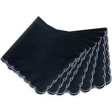 - Pauelos de algodn con bordado blanco para mujer - 6 piezas + BB - Ver 2