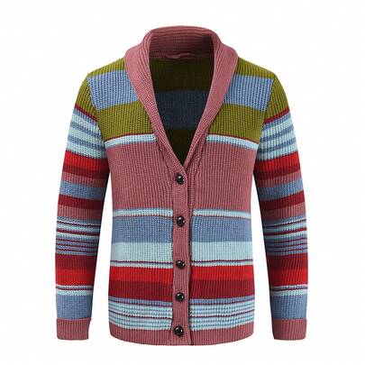 2024 Nuovo maglione lavorato a maglia da uomo, colletto alla coreana, blocchi di colore, maglione lavorato a maglia, abbigliamento di moda da uomo per autunno inverno