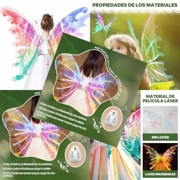 Alas de Mariposas Electricas Alas de Hada para NiñAs ala de Mariposas con Luz Led y Movimiento Adecuado para Cosplay Perfectas para Disfraces de Hadas y Decoraciones de Fiestas