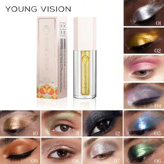 YOUNG VISION 1 pieza Sombra de ojos líquida con brillo de estilo Medio Oriente, sombra de ojos líquida brillante y resistente al agua de varios colores