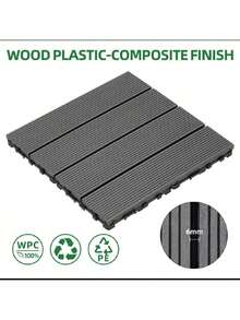 Waterproof Interlocking PVC Deck Tiles, 11Pcs Non-Slip Patio Flooring Tiles, Weather Resistant For Garden Balcony Terrace - Multicolor - View 10