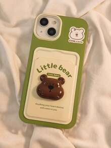 1 Ốp lưng điện thoại hình gấu 3D dễ thương có dây đeo, tương thích với iPhone 17 Pro Max, 16 Plus, 15, 14, 13, 12, 11 Pro - màu xanh lá - Xem 4