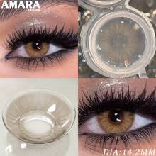 AMARA Black Colored Contact Lenses Natural Look Blue Eye Lenses Gray Contact Brown Lenses Brown Eye Lenses For Christmas Party - MELBOURNE-bROWN - View 6
