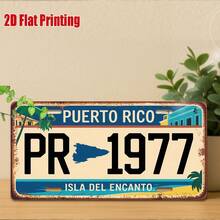 2D Flat, Puerto Rico License Plate Replica - Vintage PR Number 1977 Design, With Spanish Text And Island Map - Durable Aluminum Metal Sign (11.8"X5.9") - Puerto Rico Themed Wall Decor, Puerto Rico Driver Travel Souvenir Gift, 2D Flat - Nhiều màu - Xem 5