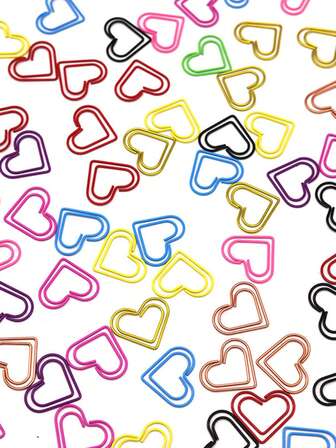 Set de 20 piezas de clips de papel con forma de corazón de colores para oficina, aula, habitación, clasificación y almacenamiento universal de archivos, artículo de clasificación de datos, regalo lindo y compacto para amantes