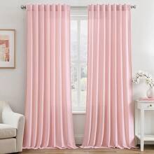 White Privacy Sheer Curtains 84 Inch, Light Filtering 2 Panels Set - Pink - View 8
