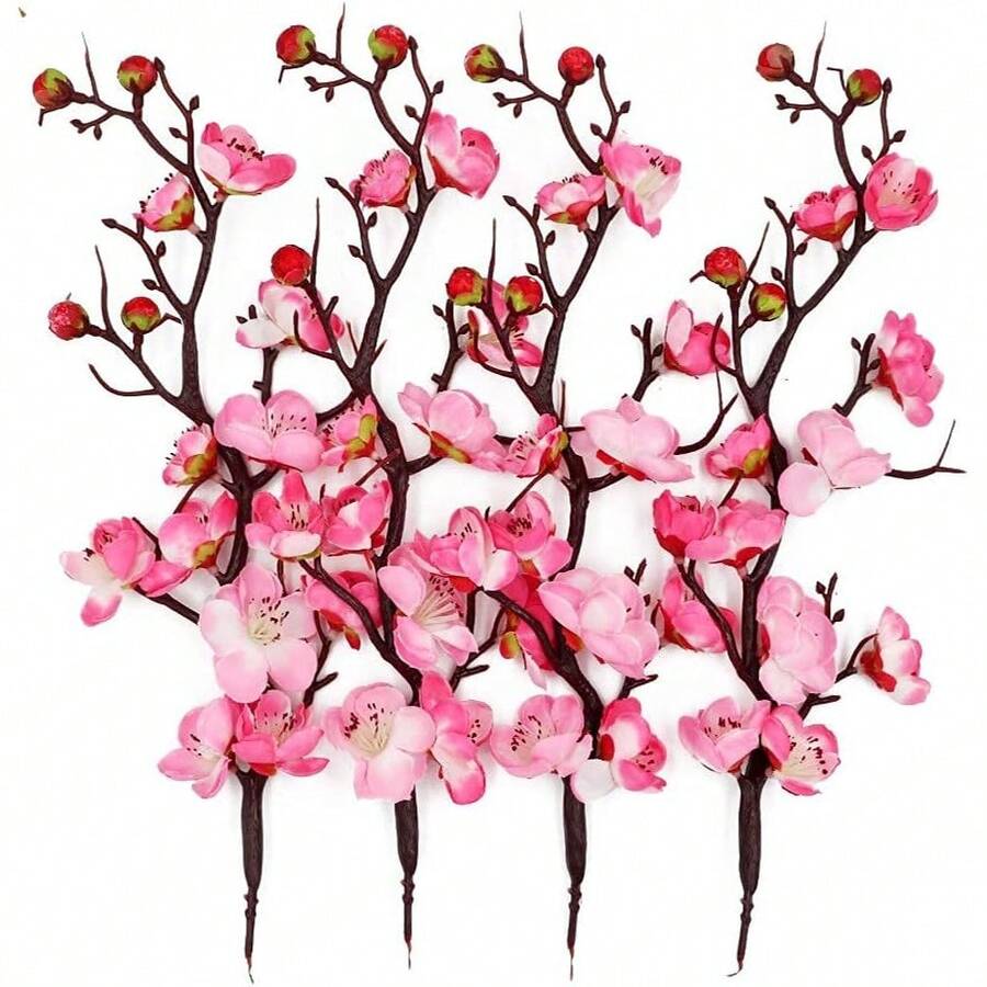 1/80 pezzi Rami artificiali di fiori di pruno in seta, senza stelo, texture realistica, adatti per casa, tavolo da pranzo, bouquet da matrimonio, decorazione per feste in spiaggia, escluso vaso, piante artificiali, casa, ristorante, soggiorno, decorazione da giardino esterno, regali per la festa della mamma, compleanno, laurea - Rosa - Visualizzare 1