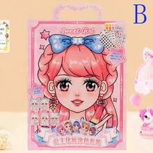 1pc Princess Makeup Coloring Set, Cartoon Dress-Up Stickers, Includes Drawing Pad And Sticker Sheets, DIY Creative Gift - Multicolor - View 4