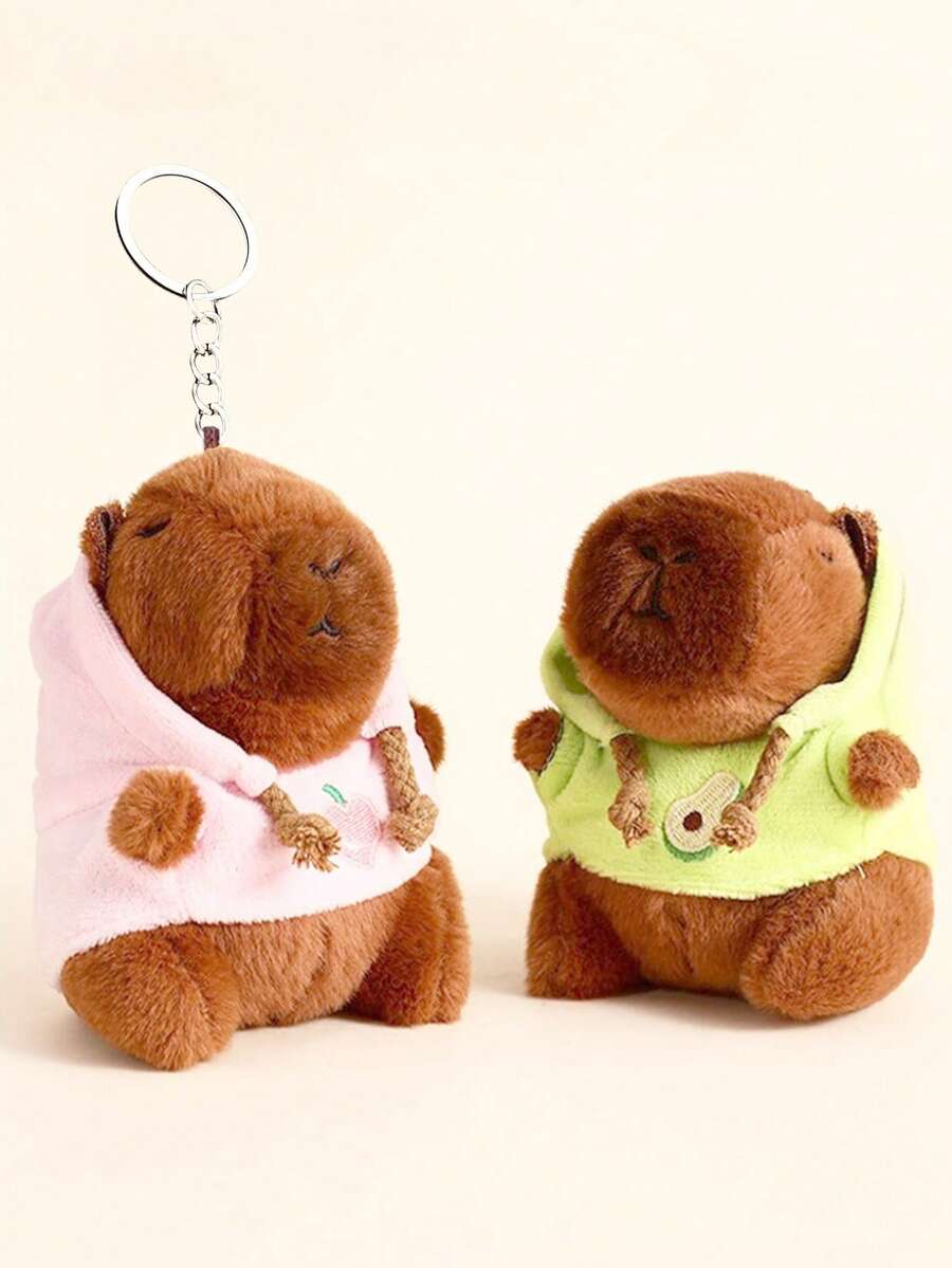 1pc Capybara Plush Keychain, Cute Animal Keyring, Creative Animal Keychain, Couple Keychain, Bag Pendant, Backpack Charm, Wallet Charm, Car Charm, Small Gift - Multicolor - View 1