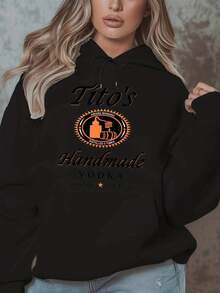 Titos Handmade Vodka Hoodie Sweatshirt Gray Austin Texas Distilled 5 Times Award Winning Vodka Brand Logo Pullover Hoodie For Men Women Unisex Casual Wear Gift Idea For Cocktail Lovers - 黑色 - 查看 1
