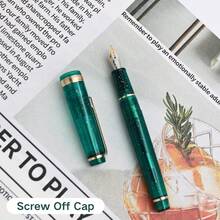 82 Fountain Pen Acrylic Material Pen Barrel Iridium Extra Fine Nib With Ink Converter Smooth Writing Pen Classic Design Transparent Fluorescent Green Gold Trim - 螢光綠+超細 - 查看 4