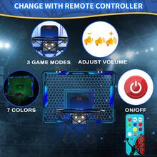 Mini Basketball Hoop With LED Lighting, Electronic Scoreboard, 3 Modes, Over Door Mount, Gift For Kids & Adults - Blue + Remote Control - View 5