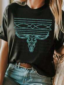 Women's Western Style Turquoise Boot Cowgirl Shirt Casual Dressy Shirts Workout Clothes% Cotton, Breathable And Comfortable - màu đen - Xem 5