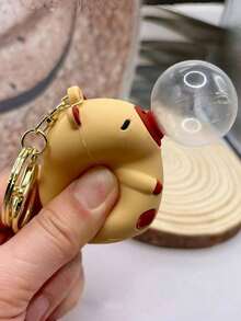 1 Pc Cute Squeeze Blowing Bubble Capybara Keychain For Men, Fashion Bag And Car Key Pendant Decoration Car Accessories Bag Charm School - 彩色 - 查看 1