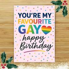 "You're My Favourite Gay" Happy Birthday Card - Vibrant Rainbow Design For Adult LGBTQ+ Celebrations (With Envelope) - Multicolor - View 11