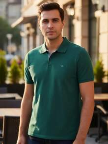 Ogochi Men's Basic Plain Polo Shirt With Logo, No Pocket, Original - Tropical Rainforest - View 2