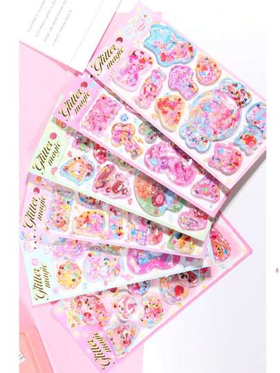 Cute Glitter Shaker Stickers, 3D Stereoscopic Small Animal Stickers, Decorative For Scrapbooking, Phone Cases, Shaker Christmas DIY Small Gifts