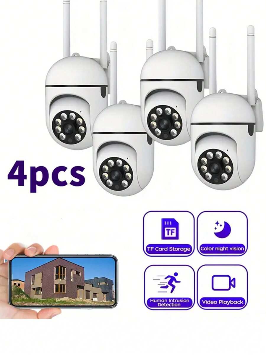 1pc/2pcs/4pcs WiFi Security Camera With 355° Two-Way Audio And Night Vision, Remote Control, Suitable For Indoor And Outdoor Use, View Anytime Via App, Great Gift For Christmas, Thanksgiving And Other Holidays