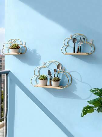 可爱铁艺壁挂式收纳架，北欧简约现代客厅墙面装饰悬挂式收纳架