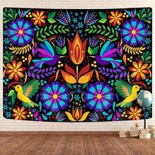GOAOK Mexican Tapestry, Colorful Mexico Floral Traditional Aesthetic Hippie Tapestries, Mexican Ornate  Pastel Flowers Plant Tapestry Wall Hanging For Bedroom Living Room 60"X40" White XRLC - trắng - Xem 2