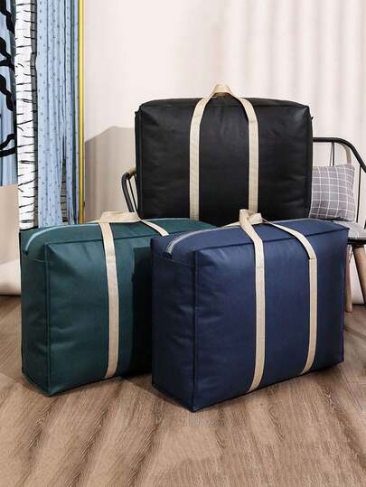 一体式多尺寸大容量便携式收纳袋，适用于存放床上用品、搬家衣物，坚固耐用，防水无纺布手提行李箱