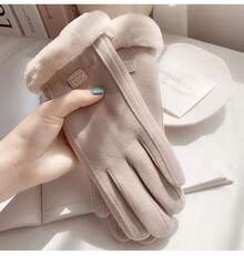 Women Full Finger Gloves - Beige - View 9