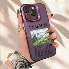 Bible Verse Psalm 23 Pattern Phone Case For IPhone X/XS/XR/7/8/11/12/13/14/15/16/17 Christian Religious Aesthetic Protective Cover - Màu tím - Xem 2