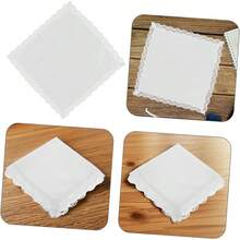 12piezas Pauelos De Algodn Para Mujeres Con Bordes De Encaje Elegantes y Suaves Perfectos Para Bodas y Fiestas De T Cuadrados Vintage - inicial - Ver 9