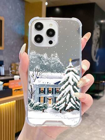 1个时尚圣诞雪花亚克力镜面手机壳，兼容 16/16Pro/16Plus/15/15ProMax/15Pro/11/12/13/14ProMax/12Mini/13Mini/11Pro/11ProMax/12Pro/12ProMax/13Pro/13ProMax/14Pro/14ProMax，软壳，高端创意设计