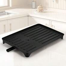 [Heavy-Duty Under-Sink Drainable Dish Rack]Multi-Layer Design, Stores Plates/Bowls/Cups/Tableware | Built-In Drainage System, Anti-Clogging No Water Accumulation, Kitchen Storage Essential | Space-Saving, Fits Small Kitchen Cabinets, Modern Black Stylish Look | Easy To Clean No Dirt Hiding, Strong Load-Bearing Durable, Must-Have For Kitchen Organization Kitchen Items Kitchen Accessories Kitchen Tools