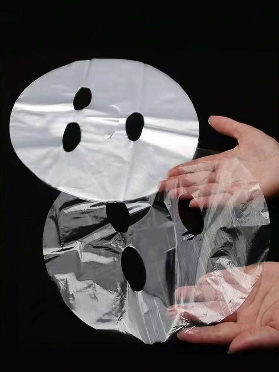 100/200/500/1000片装一次性塑料口罩套，颈贴，透明口罩包装纸，适用于保湿口罩，适合家庭和美发沙龙使用 - 彩色 - 查看 1