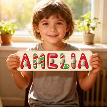 Personalized Name Puzzle, Baby Name Puzzle, Baby Boy Or Girl Early Education Toy, 3D Letter Puzzle Toy, Wooden Letter Puzzle, Baby 1st Birthday Gift, Wooden Puzzle, Personalized Gift, Birthday Gift, Customized Wooden Puzzle Toy, Anniversary Gift, Building Block Gift Set - Red and Green With Nails - View 2