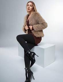 Fleece Lined Sheer Warm Pantyhose Leggings Translucent Thermal Winter Thick Tights Dresses, Women's Style 5FUO - 純黑色馬鐙 - 查看 6