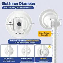 Soporte para cabezal de ducha de mano, soporte para cabezal de ducha con ventosa, cabezal de ducha ajustable montado en la pared para azulejos/vidrio blanco - blanco - Ver 7