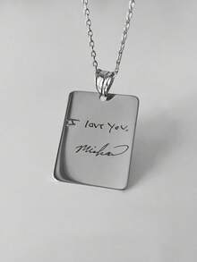 1pc Custom Handwriting Necklace, Actual (Your Own) Handwriting, Personalized 18k Gold Engraved Pendant Necklace, Personalized Signature Jewelry, Suitable For Women, Personalized Gift For Friends, Couples And Family, Special Design Birthday Gift Jewelry,Gifts For Her Girlfriend,Mom,Family,Friends For Anniversaries,For Birthdays,For Daily Wear,For Prom,For Mother's Day - 彩色 - 查看 5